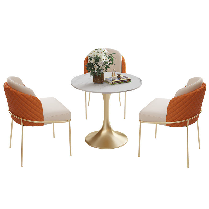 Glam Round Sintered Stone Dining Table Set 1/2/3/4/5 Pieces Dining Set for Home Use