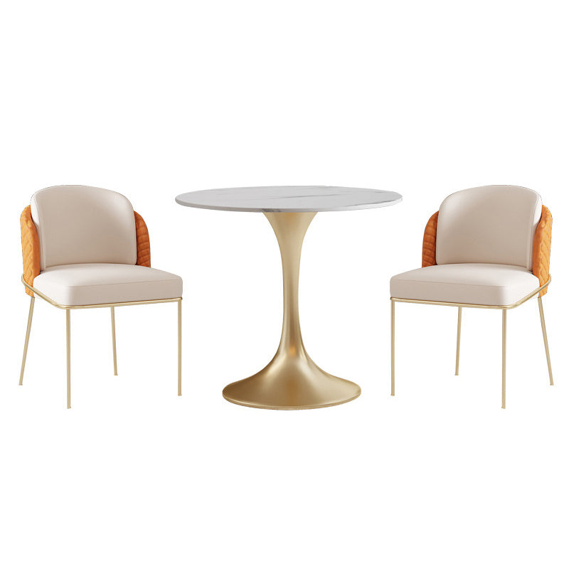 Glam Round Sintered Stone Dining Table Set 1/2/3/4/5 Pieces Dining Set for Home Use
