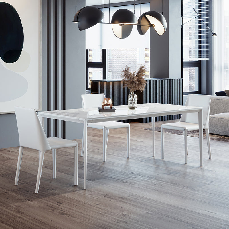 Modern Rectangle Dinette Set 1/4/5/7 Pieces Stone Top Dining Table Set