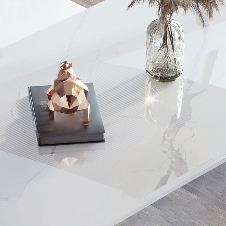 Modern Rectangle Dinette Set 1/4/5/7 Pieces Stone Top Dining Table Set