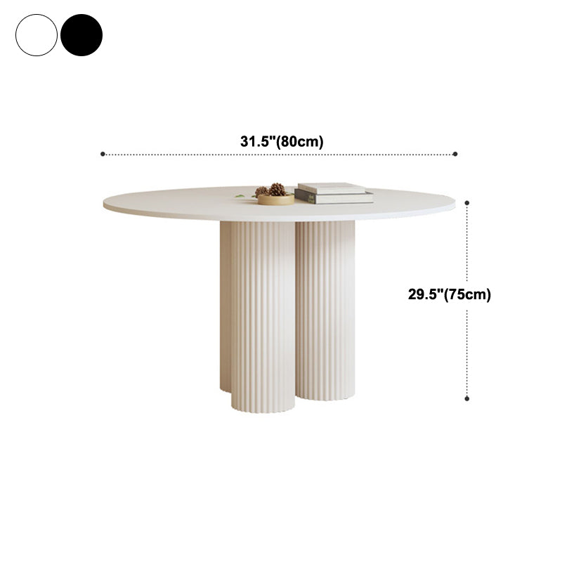 Contemporary Round Dining Table Sintered Stone and Solid Wood Top Table