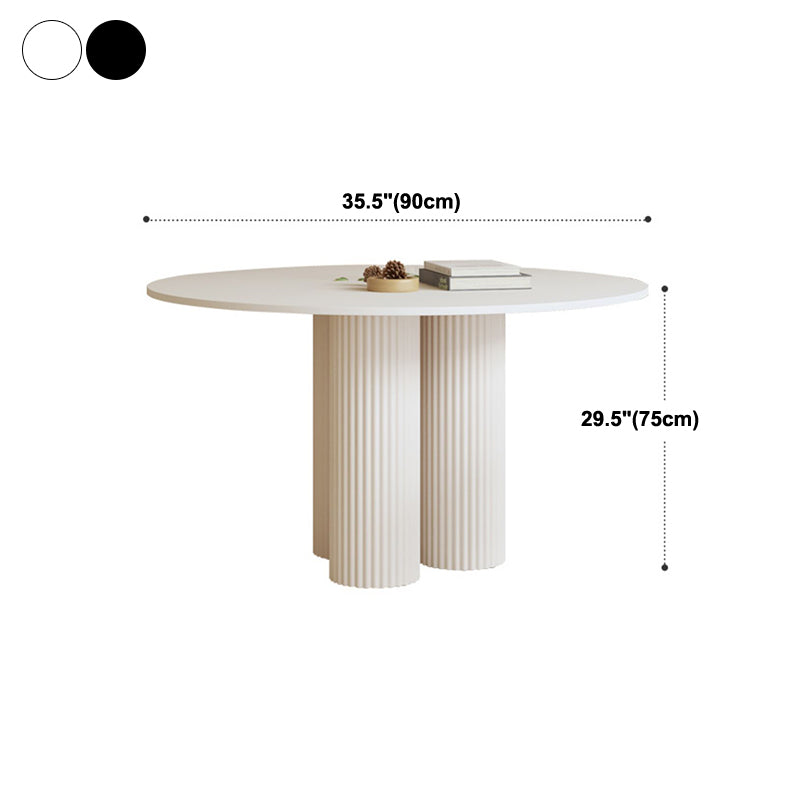 Contemporary Round Dining Table Sintered Stone and Solid Wood Top Table