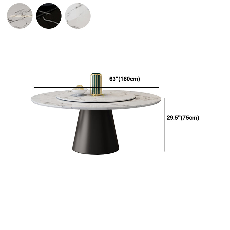 White-black Stone Round Table Turntable Home Furniture with Pedestal Base