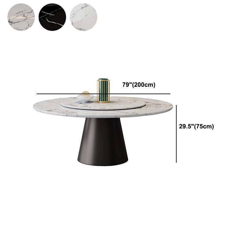 White-black Stone Round Table Turntable Home Furniture with Pedestal Base
