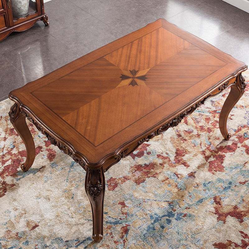 Medieval Modern Rubber Wood Dining Table for Restaurant Rectangle Table with 4 Legs