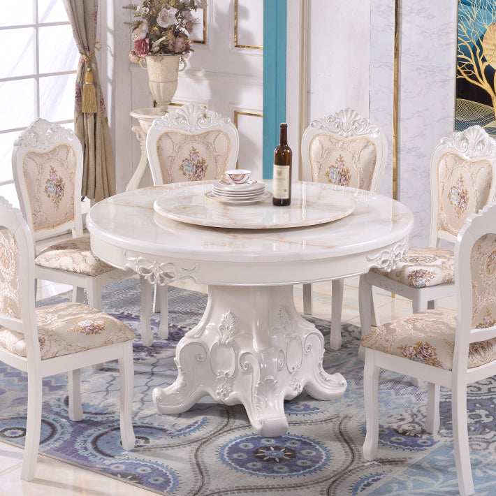Stone Top Dining Table Round Dining Table with Wood Pedestal Base