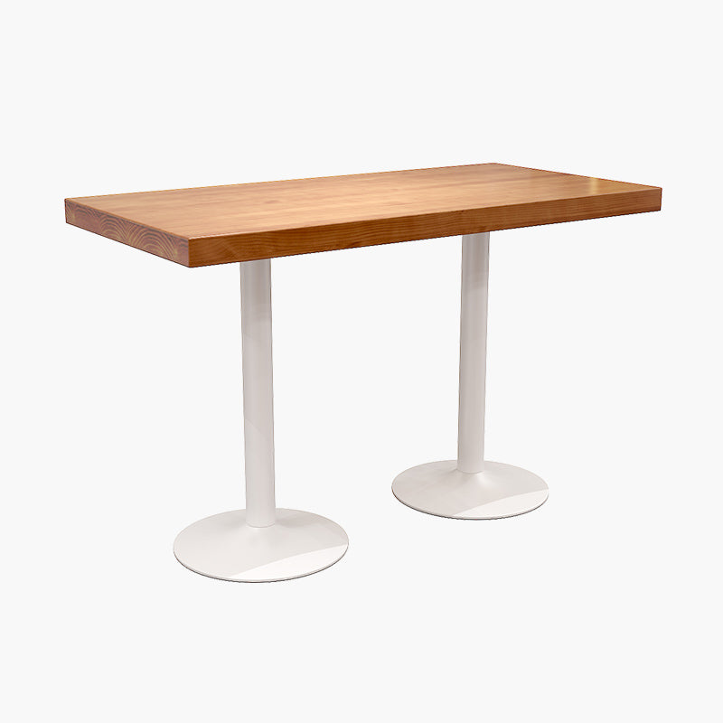 Industrial Pine Wood Table for Restaurant Dining Table with Metal Pedestal Base
