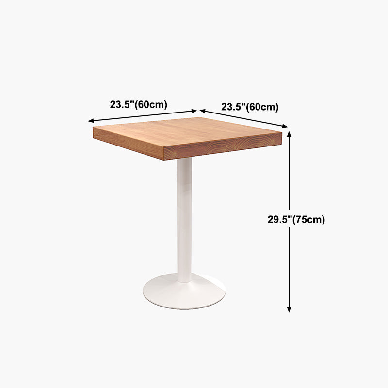 Industrial Pine Wood Table for Restaurant Dining Table with Metal Pedestal Base