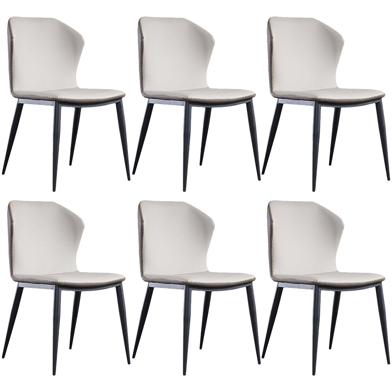 Contemporary Steel Dining Chair Wingback Side Furniture in Matte Finish for Home