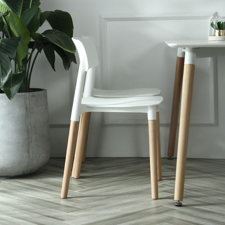 Plastic Dining Chairs Contemporary Open Back Dining Side Furniture in Matte Finish