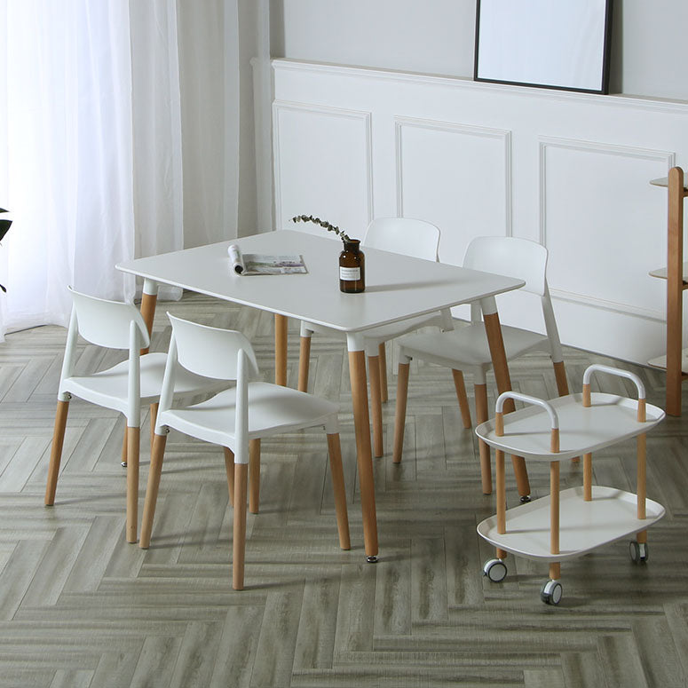 Plastic Dining Chairs Contemporary Open Back Dining Side Furniture in Matte Finish