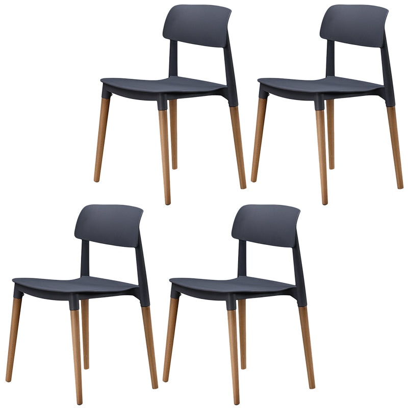 Plastic Dining Chairs Contemporary Open Back Dining Side Furniture in Matte Finish