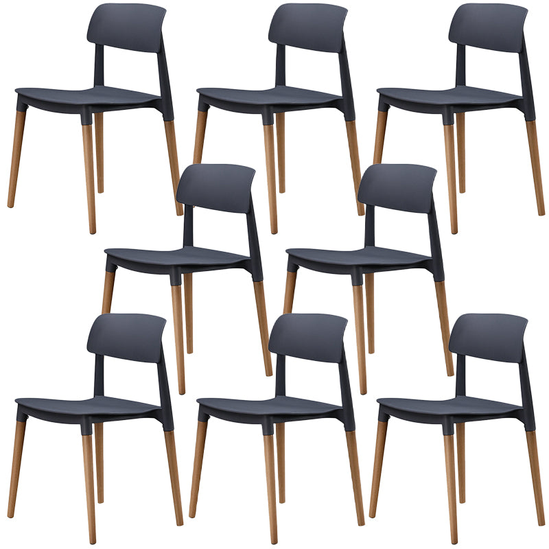 Plastic Dining Chairs Contemporary Open Back Dining Side Furniture in Matte Finish