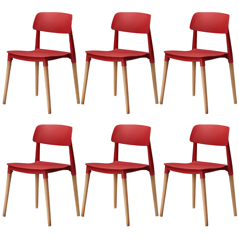 Plastic Dining Chairs Contemporary Open Back Dining Side Furniture in Matte Finish