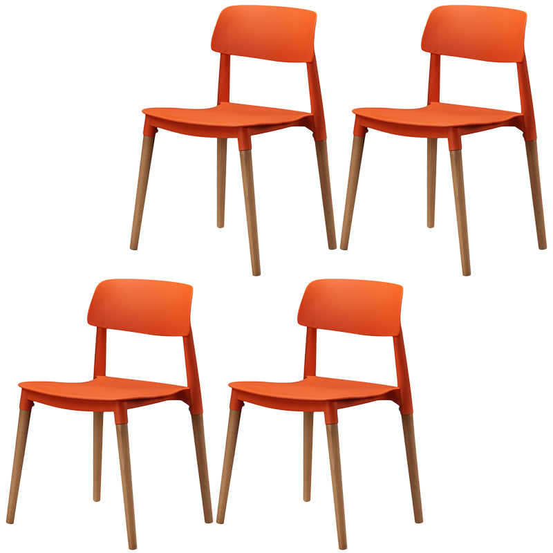 Plastic Dining Chairs Contemporary Open Back Dining Side Furniture in Matte Finish
