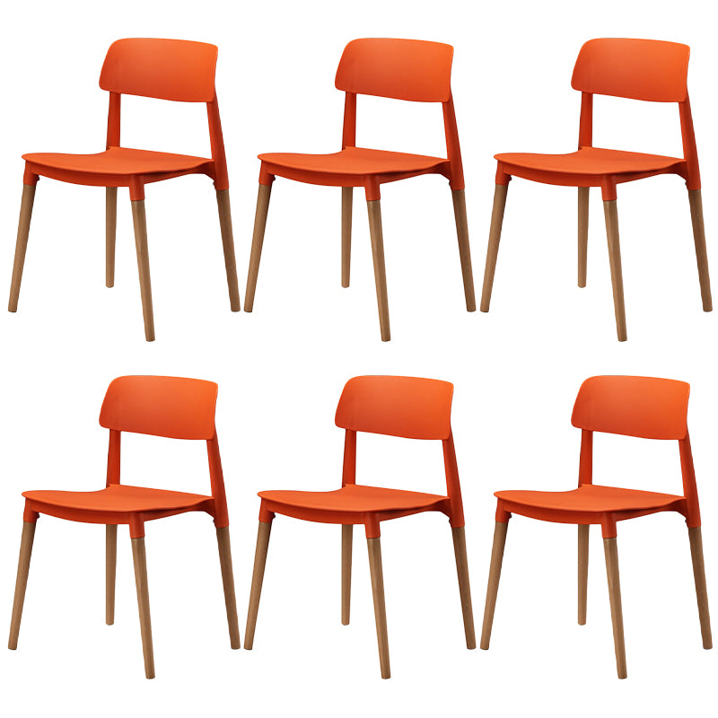 Plastic Dining Chairs Contemporary Open Back Dining Side Furniture in Matte Finish