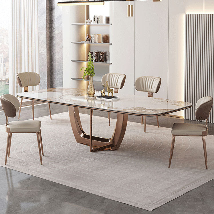 Glam Metal Dining Chairs Open Back Dining Side Furniture in Matte Finish