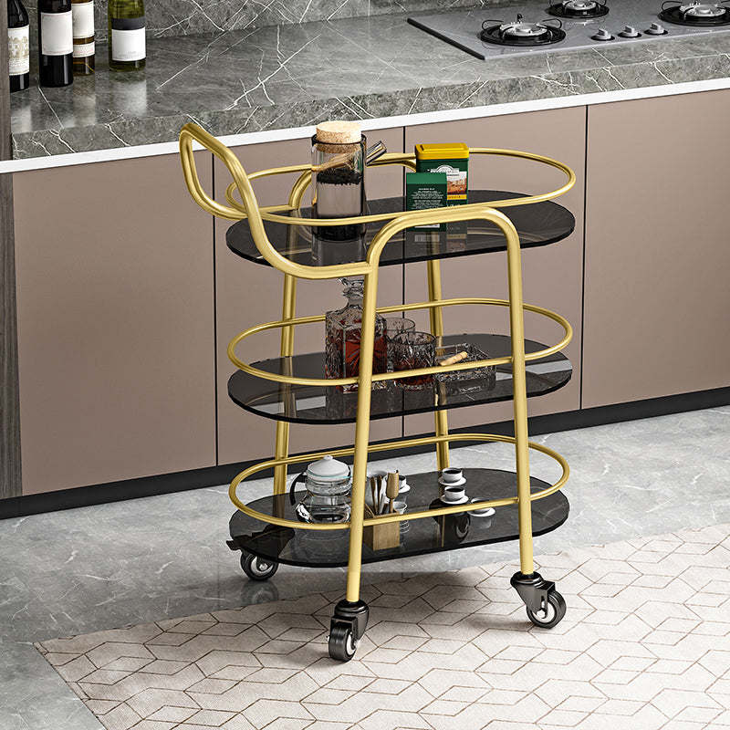 32.68" High Rolling Modern Prep Table Stone Prep Table for Dining Room