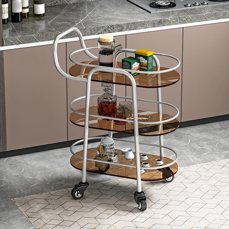 32.68" High Rolling Modern Prep Table Stone Prep Table for Dining Room