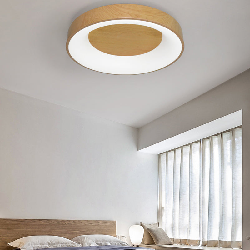 Metal Round Shape Flush Mount Light Modern 1 Light Flush Mount Lighting Fixtures in Brown