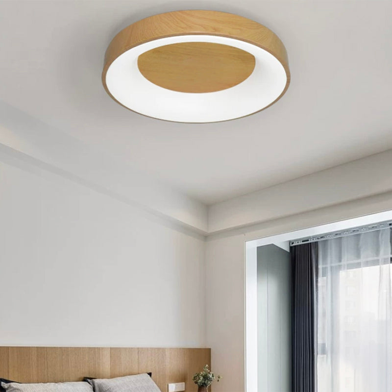 Metal Round Shape Flush Mount Light Modern 1 Light Flush Mount Lighting Fixtures in Brown