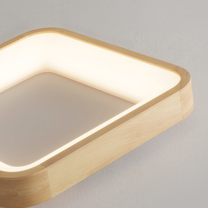 Wood Geometric Flush Mount Light Modern 1 Light Flush Mount Lighting Fixtures in Brown