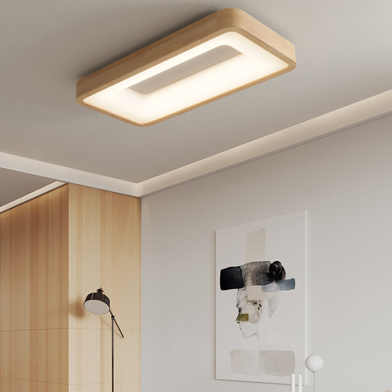 Wood Geometric Flush Mount Light Modern 1 Light Flush Mount Lighting Fixtures in Brown