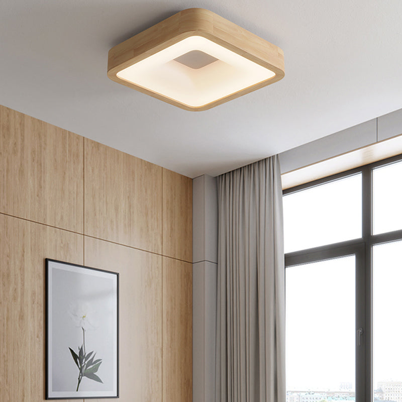 Wood Geometric Flush Mount Light Modern 1 Light Flush Mount Lighting Fixtures in Brown
