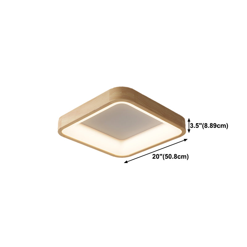 Wood Geometric Flush Mount Light Modern 1 Light Flush Mount Lighting Fixtures in Brown