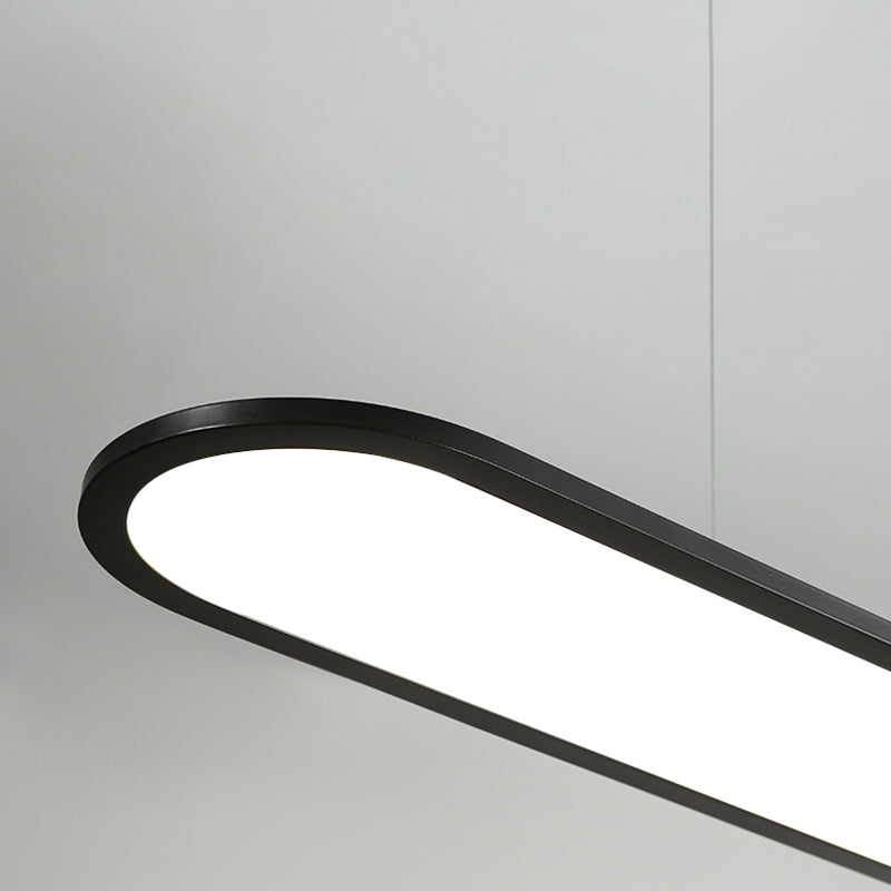 Modern Metal Pendant Light LED Hanging Light with Acrylic Shade in Black for Living Room