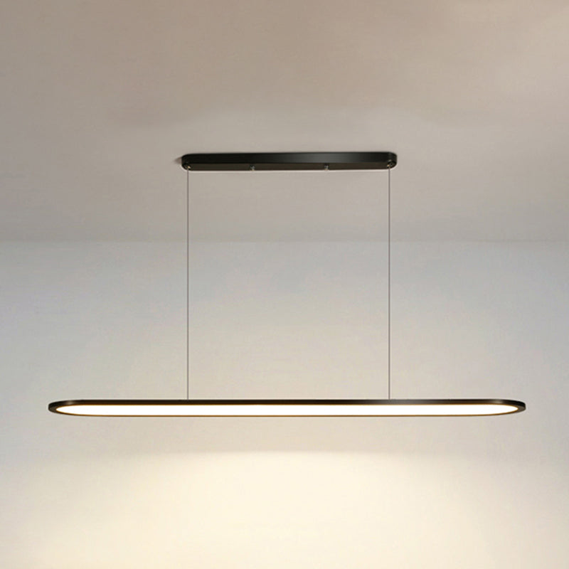 Modern Metal Pendant Light LED Hanging Light with Acrylic Shade in Black for Living Room