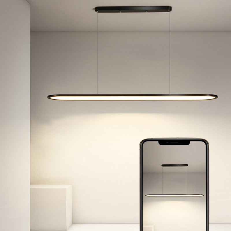 Modern Metal Pendant Light LED Hanging Light with Acrylic Shade in Black for Living Room