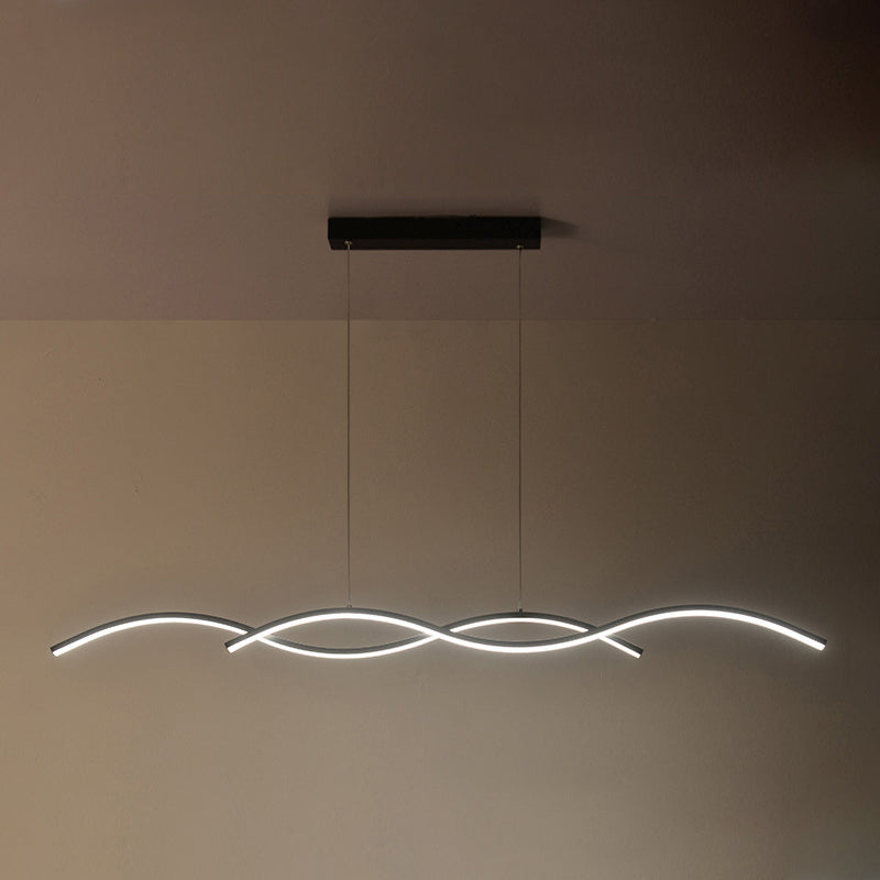 Linear Shape Island Pendant Postmodern Style Metal 2 Lights Island Lighting for Bedroom