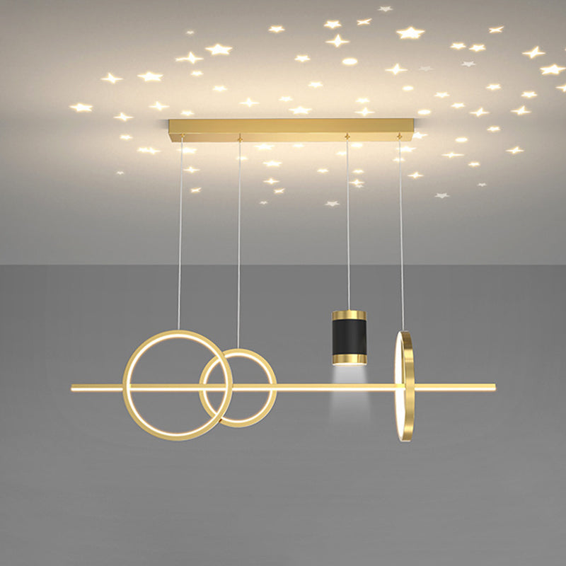 5-Light Contemporary Hanging Light Metal Adjustable Length Island Light Fixture