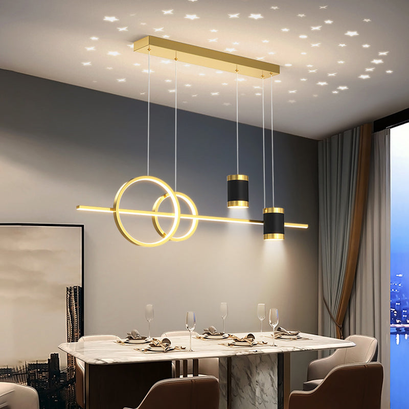 5-Light Contemporary Hanging Light Metal Adjustable Length Island Light Fixture