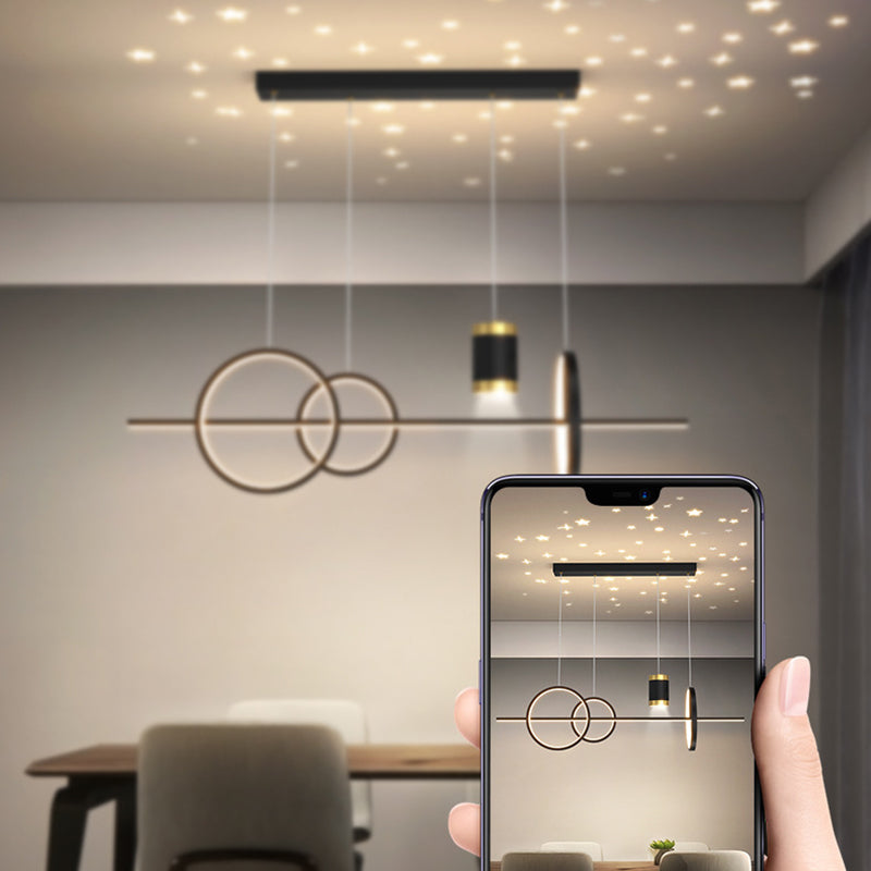 5-Light Contemporary Hanging Light Metal Adjustable Length Island Light Fixture