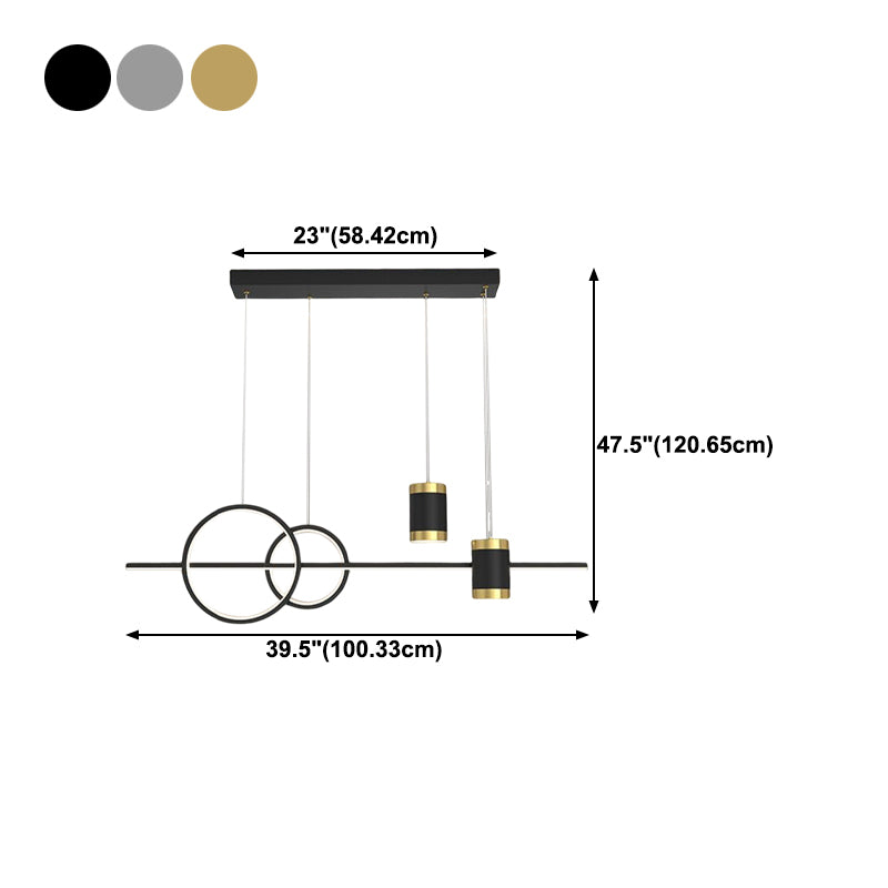 5-Light Contemporary Hanging Light Metal Adjustable Length Island Light Fixture