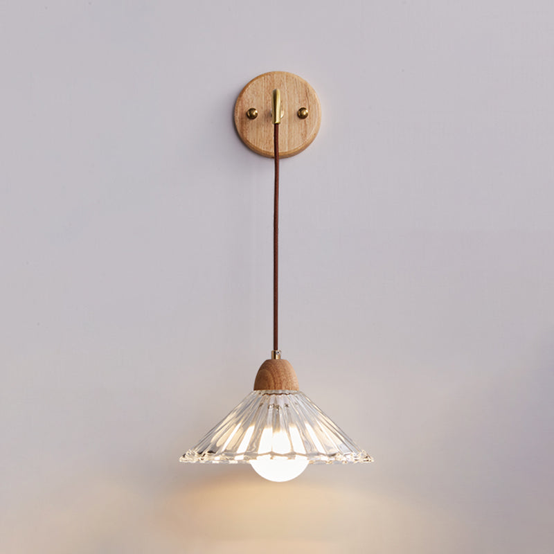Modern Wooden Wall Mount Light 1-Light Wall Light for Living Room