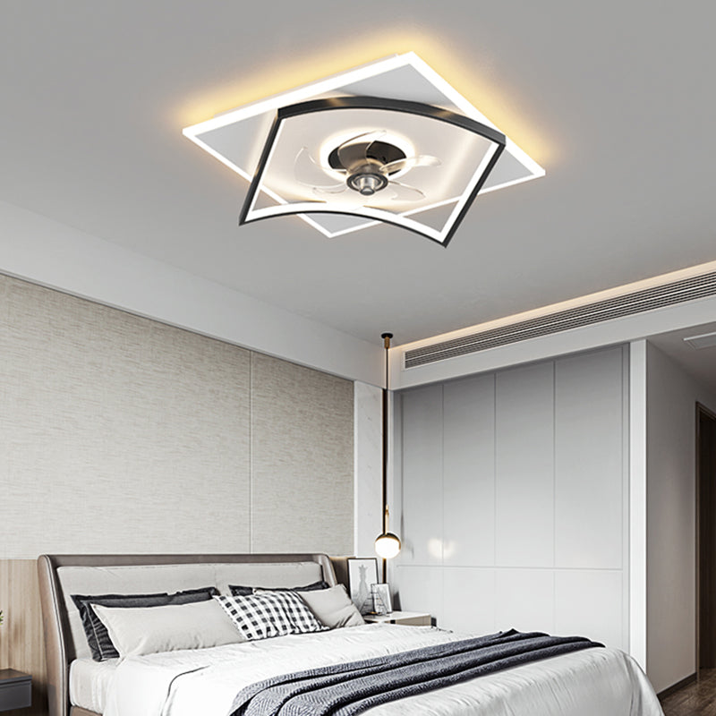 Modern Geometry Shape Ceiling Fan Lamps Metal 3 Light Ceiling Fan Lighting for Bedroom