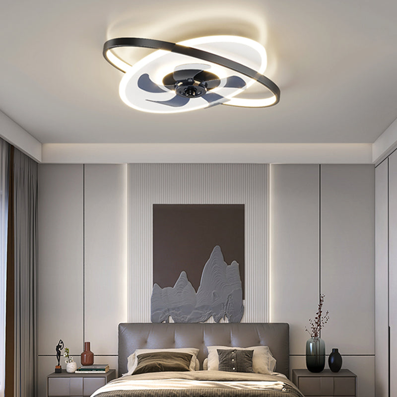 Modern Geometry Shape Ceiling Fan Lamps Metal 3 Light Ceiling Fan Lighting for Bedroom
