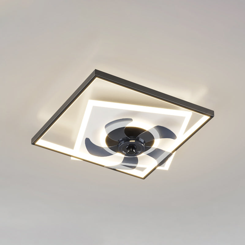 Modern Geometry Shape Ceiling Fan Lamps Metal 3 Light Ceiling Fan Lighting for Bedroom