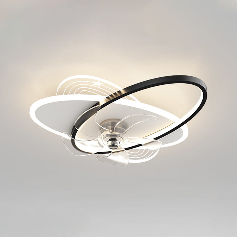 Modern Geometry Shape Ceiling Fan Lamps Metal 3 Light Ceiling Fan Lighting for Bedroom
