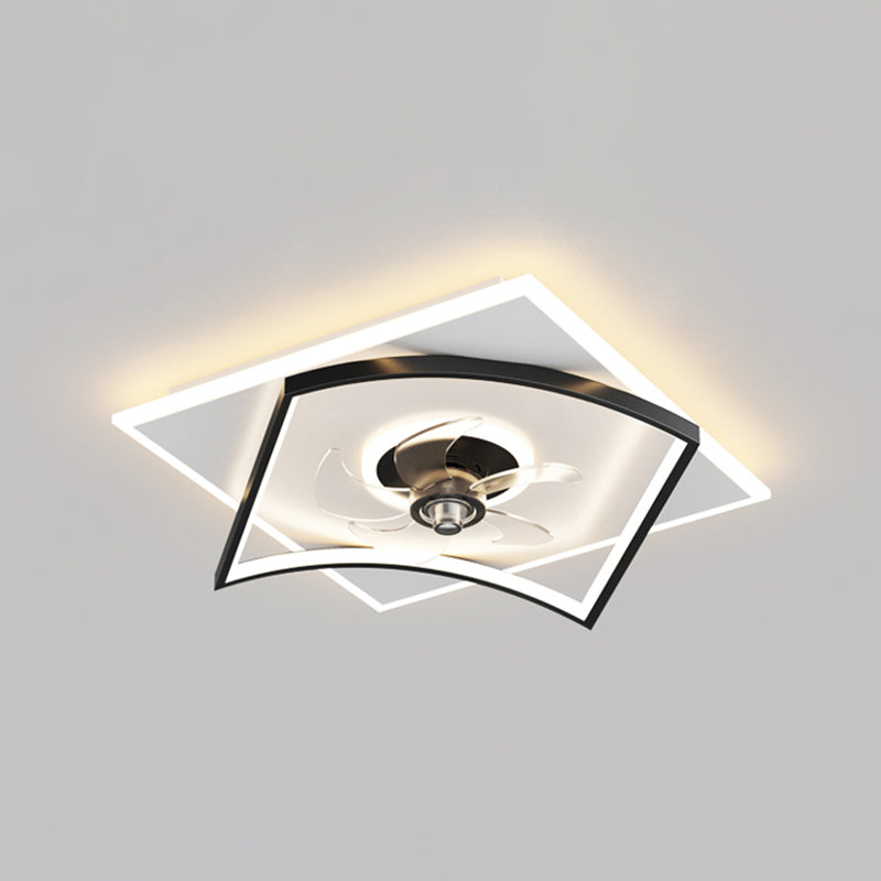 Modern Geometry Shape Ceiling Fan Lamps Metal 3 Light Ceiling Fan Lighting for Bedroom