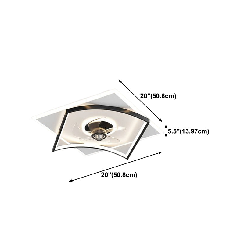 Modern Geometry Shape Ceiling Fan Lamps Metal 3 Light Ceiling Fan Lighting for Bedroom