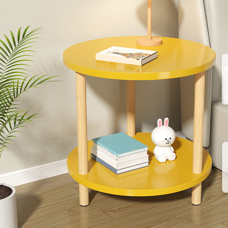 Nordic Square/Round Wood End Table 20.87" H 2-Tier Side Table