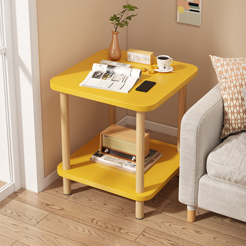 Nordic Square/Round Wood End Table 20.87" H 2-Tier Side Table