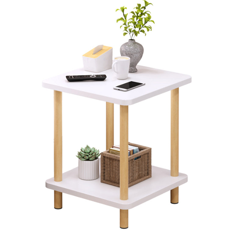 Nordic Square/Round Wood End Table 20.87" H 2-Tier Side Table