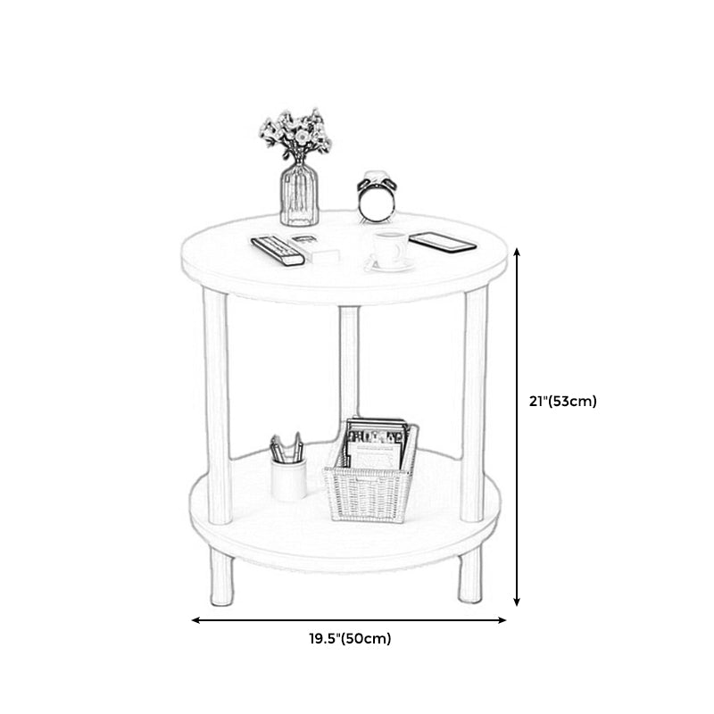 Nordic Square/Round Wood End Table 20.87" H 2-Tier Side Table