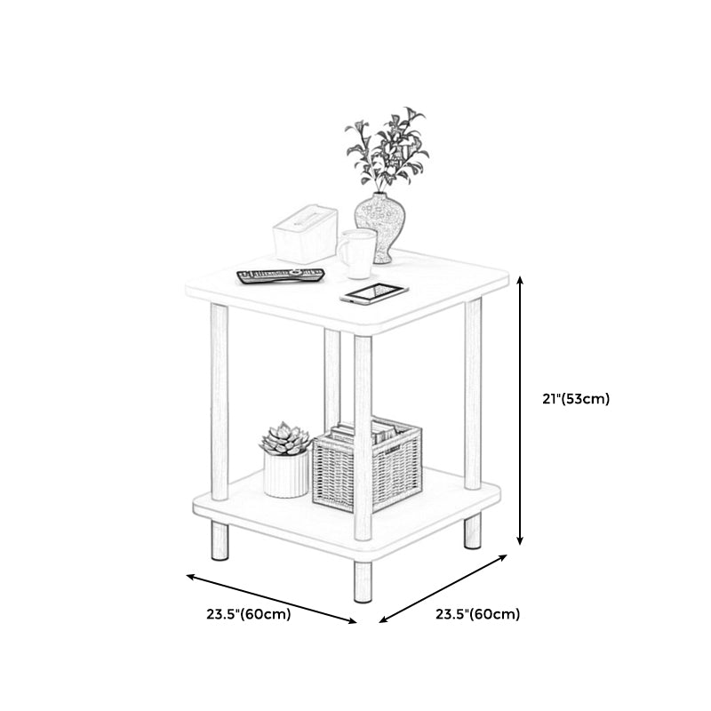Nordic Square/Round Wood End Table 20.87" H 2-Tier Side Table