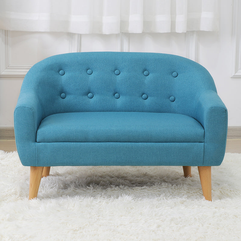 Contemporary Cotton Blend Tufted Split-Back Settee Couch for Children